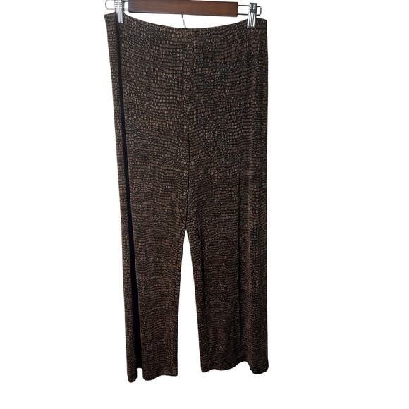 Chico’s Travelers Women’s Pants Size 1 Small Brown Black Animal Print Wide Leg - Picture 1 of 8